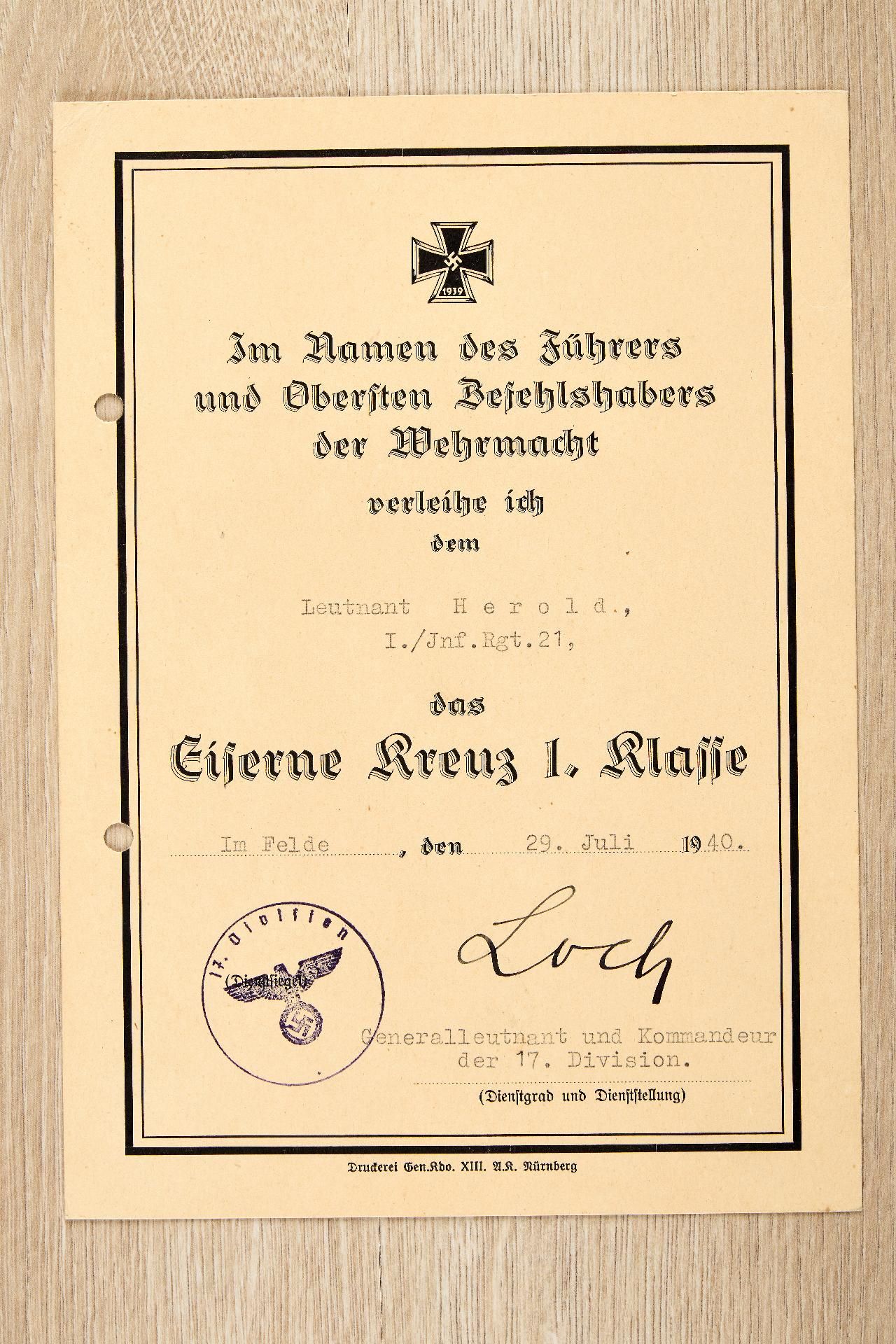 Ritterkreuz : Dokumentennachlass des Ritterkreuzträgers Hauptmanns Wilhelm Herold, Kommandeur I... - Bild 4 aus 20