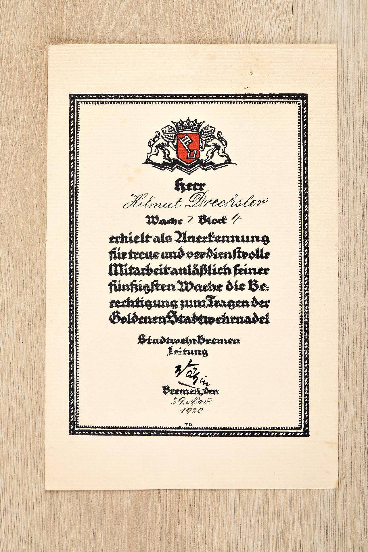 Kriegsmarine : Auszeichnungs- und Dokumentennachlass des Korvettenkapitäns Helmut Drechsler - Image 25 of 28