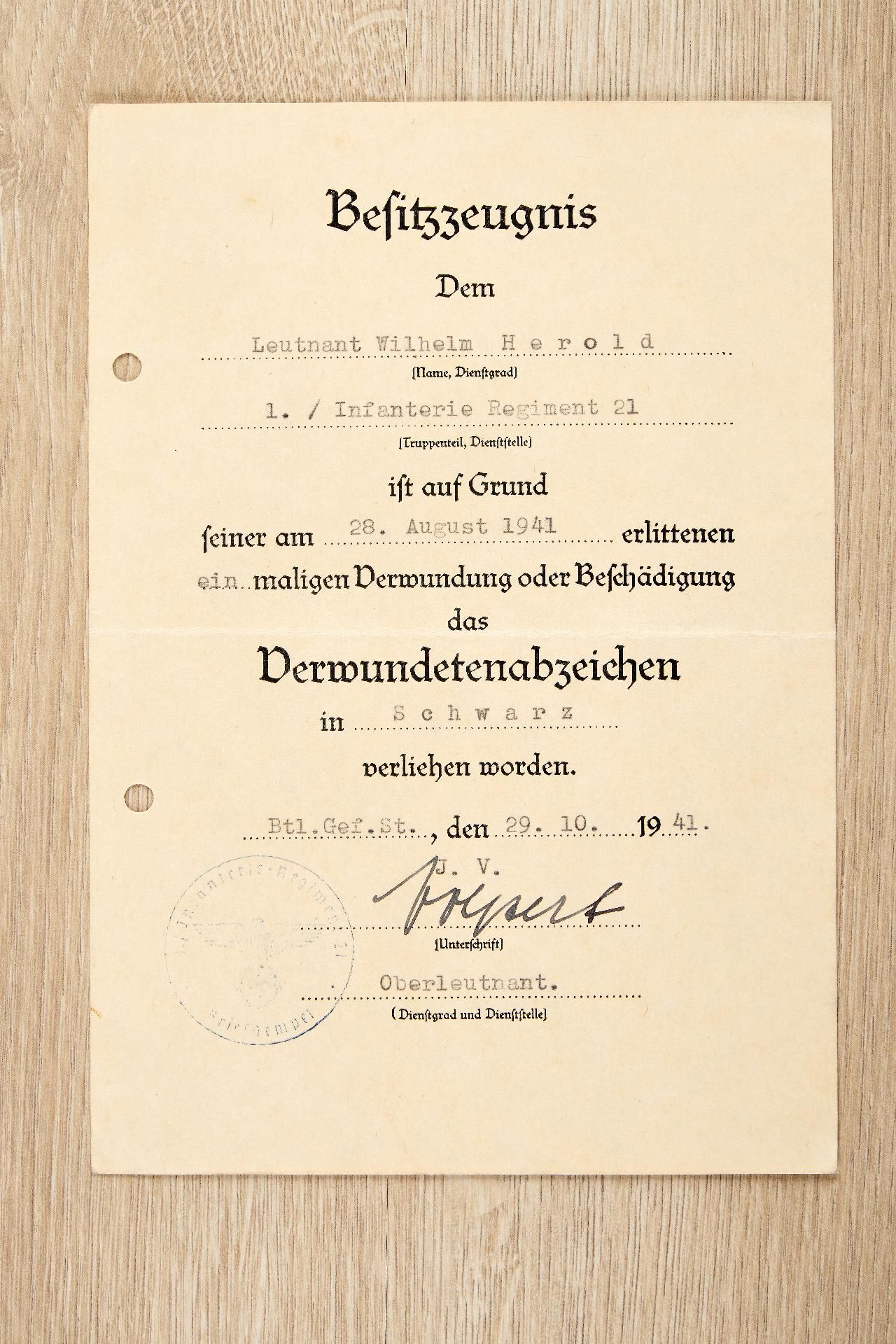 Ritterkreuz : Dokumentennachlass des Ritterkreuzträgers Hauptmanns Wilhelm Herold, Kommandeur I... - Bild 6 aus 20