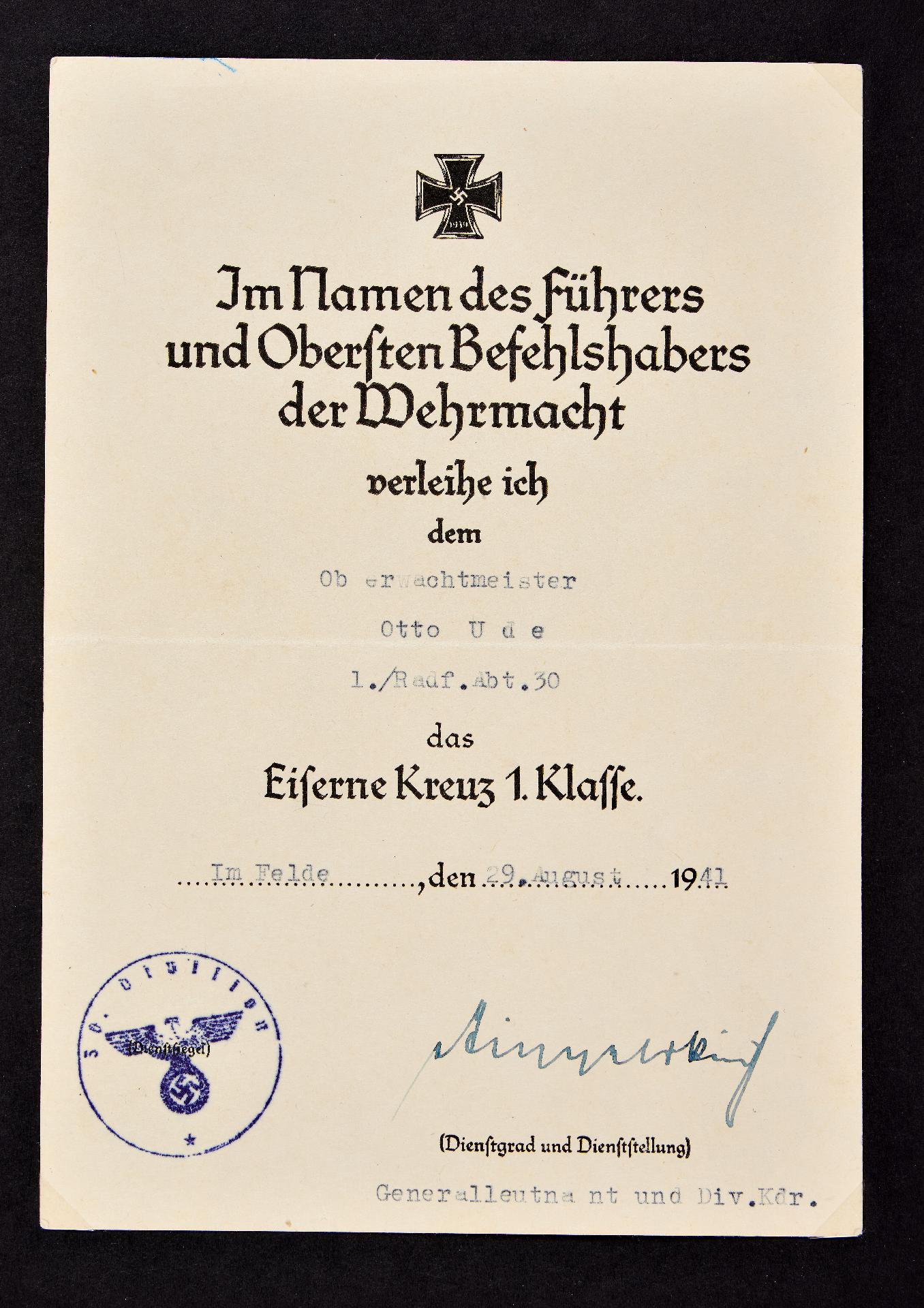 Knights Cross : Estate of the Knight's Cross bearer Oberwachtmeister (later Oberleutnant) Otto U... - Image 18 of 34
