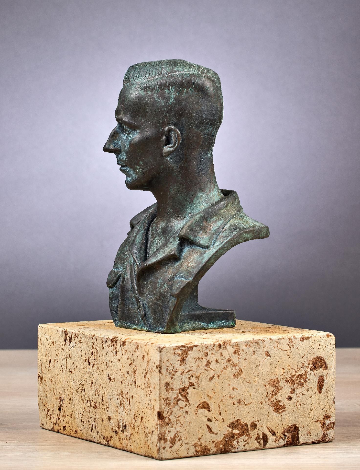 Art in The Third Reich 1933 - 1945 : Paul Gruson: Bronze bust depicting Horst Wessels. - Image 3 of 6