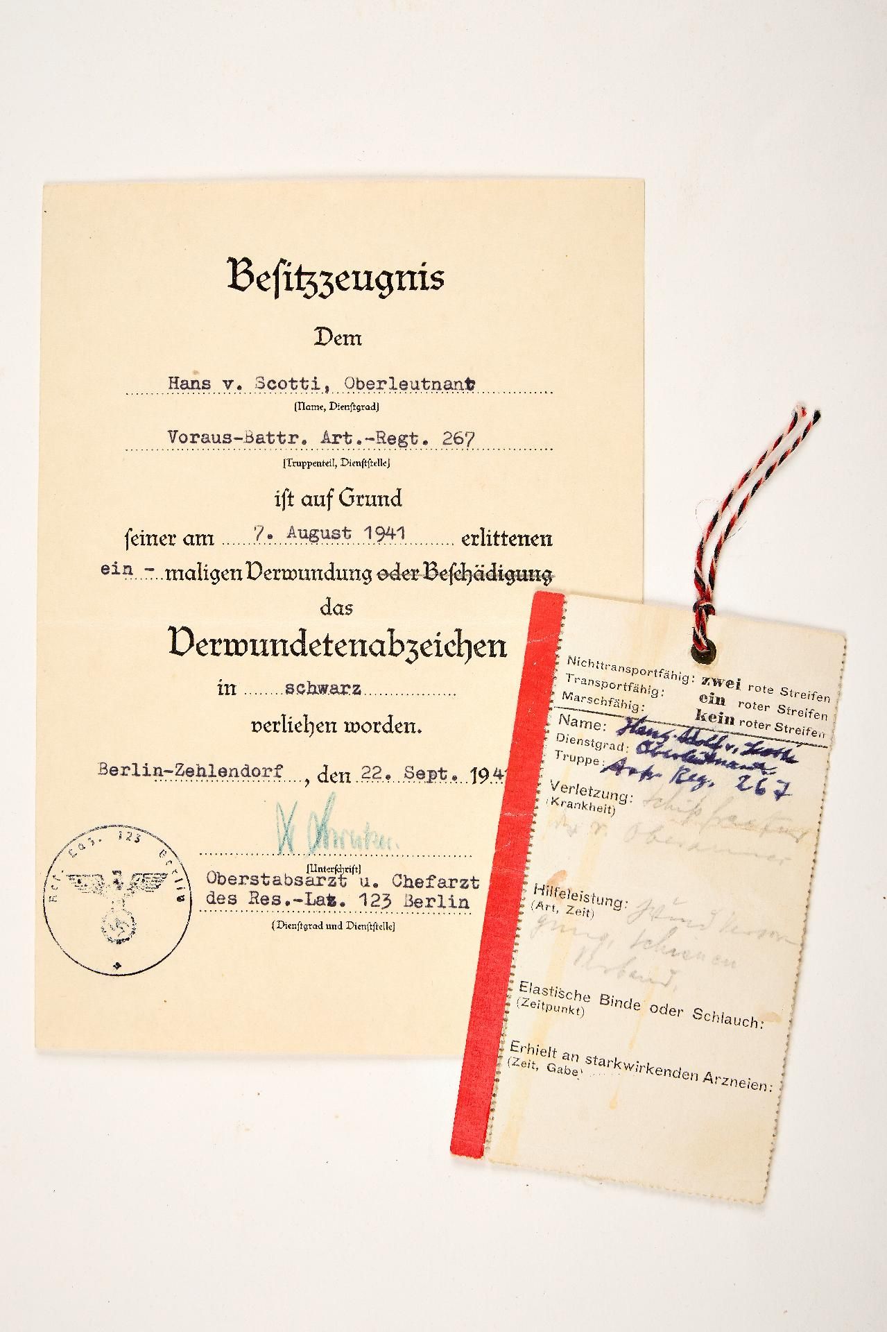 Artillerie : Estate of decorations and documents of First Lieutenant Hans Adolf von Scotti, Batt... - Image 13 of 23
