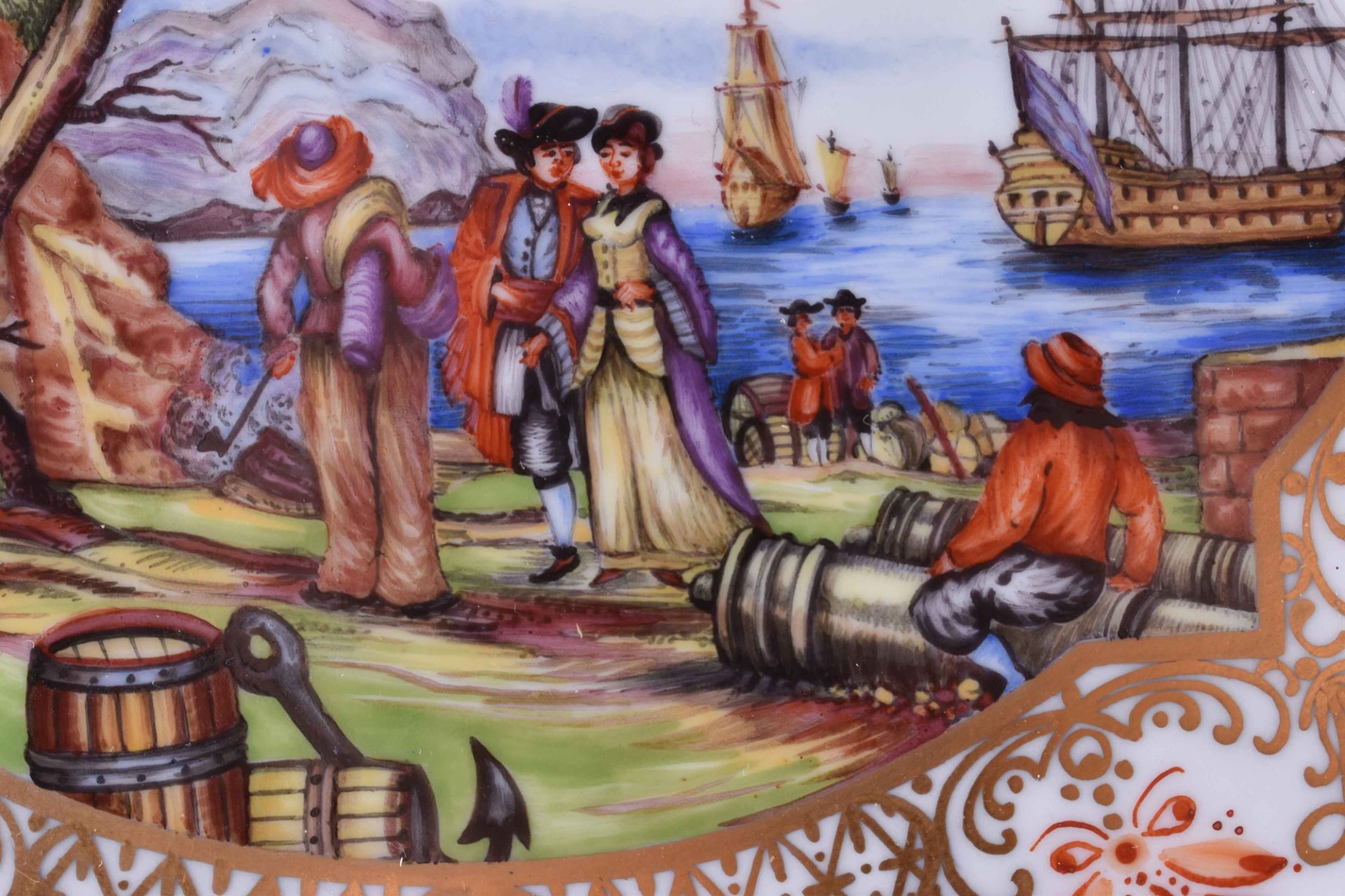 Pomp plate merchant shipping scene Meissen  - Image 2 of 6