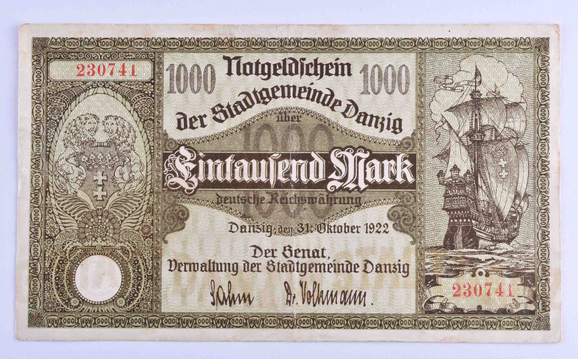 Notgeld Danzig 1000 Mark 1922