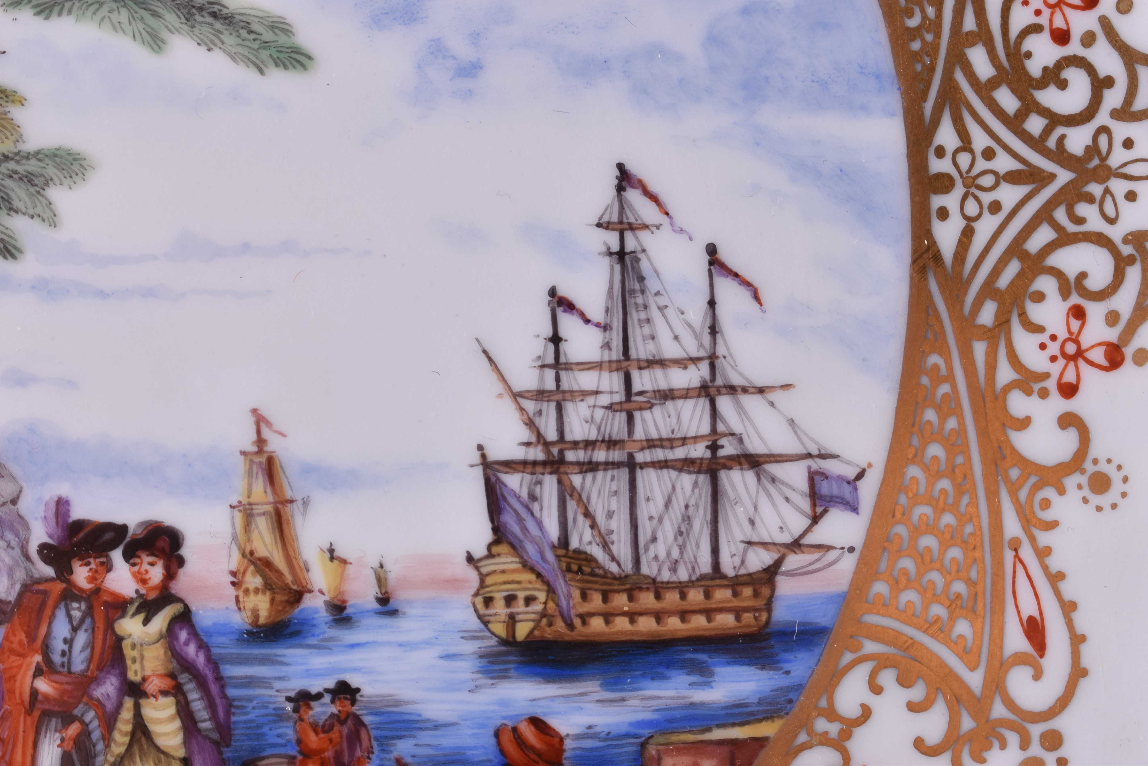 Pomp plate merchant shipping scene Meissen  - Image 3 of 6