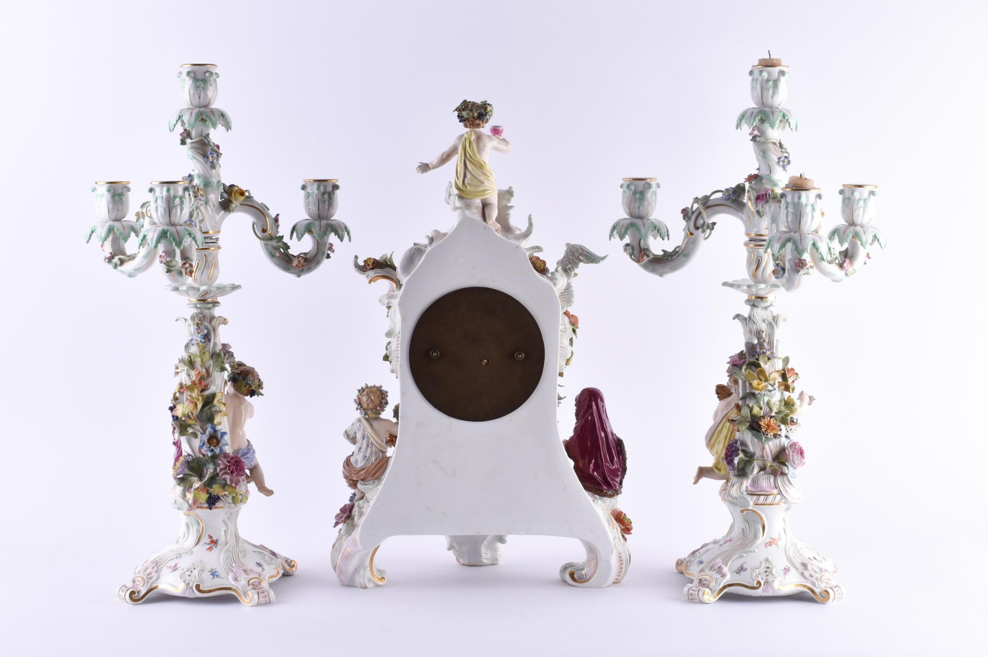 Meissen clock the seasons and pair of side plates circa 1860/80 - Image 6 of 14