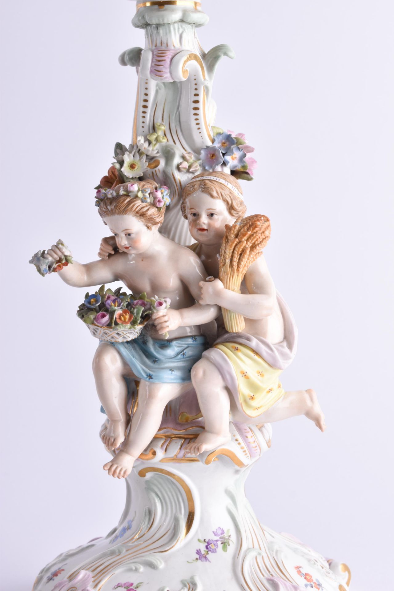 Meissen clock the seasons and pair of side plates circa 1860/80 - Image 5 of 14