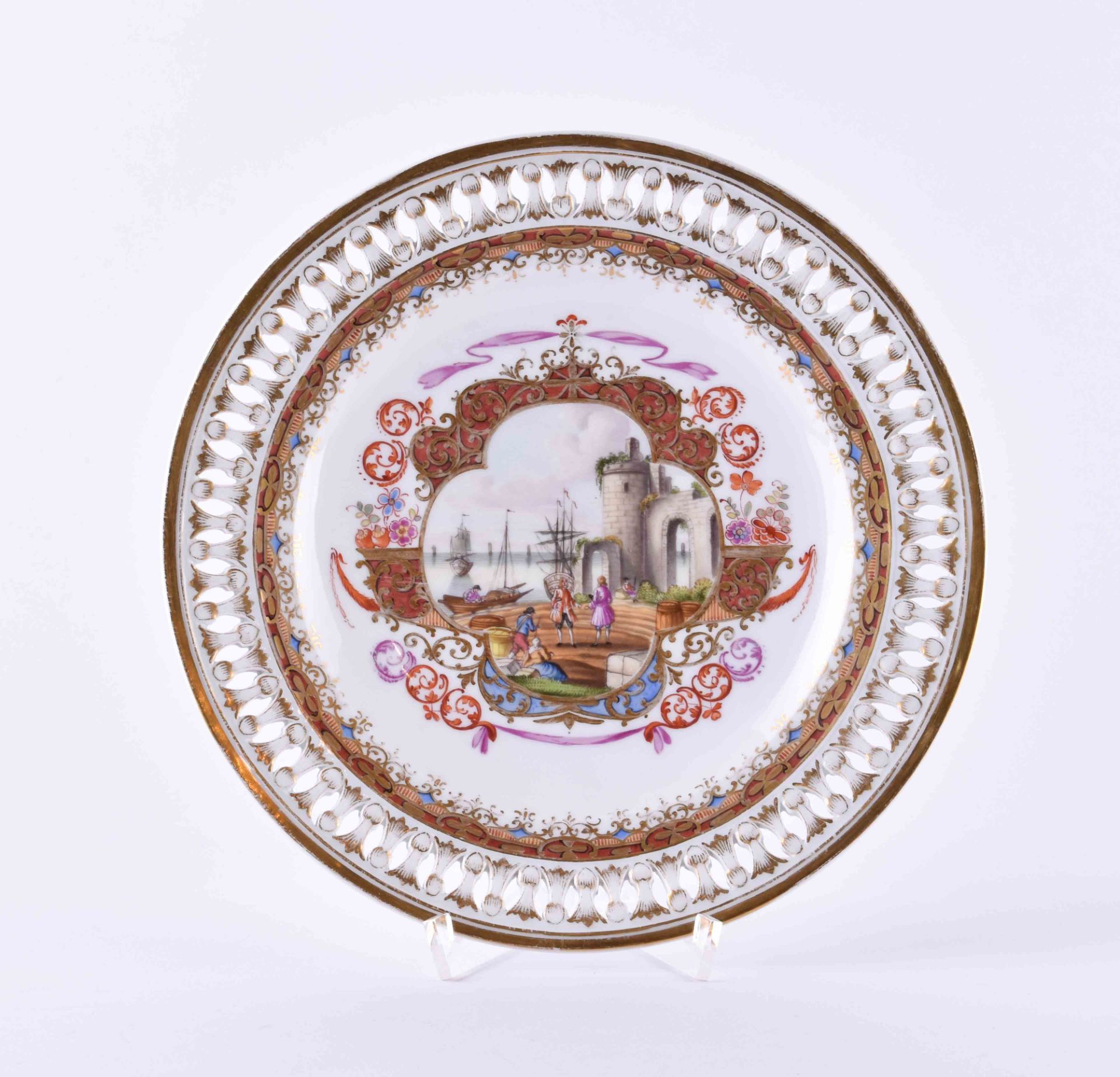 Prunk plate Kauffahrtei Meissen 19th century