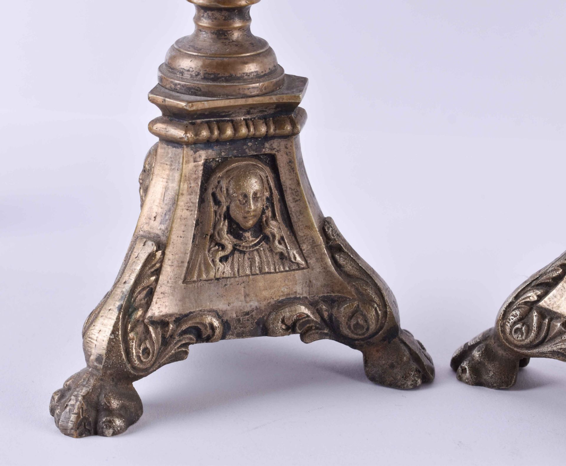 Pair of 19th century altar candlesticks - Image 3 of 3