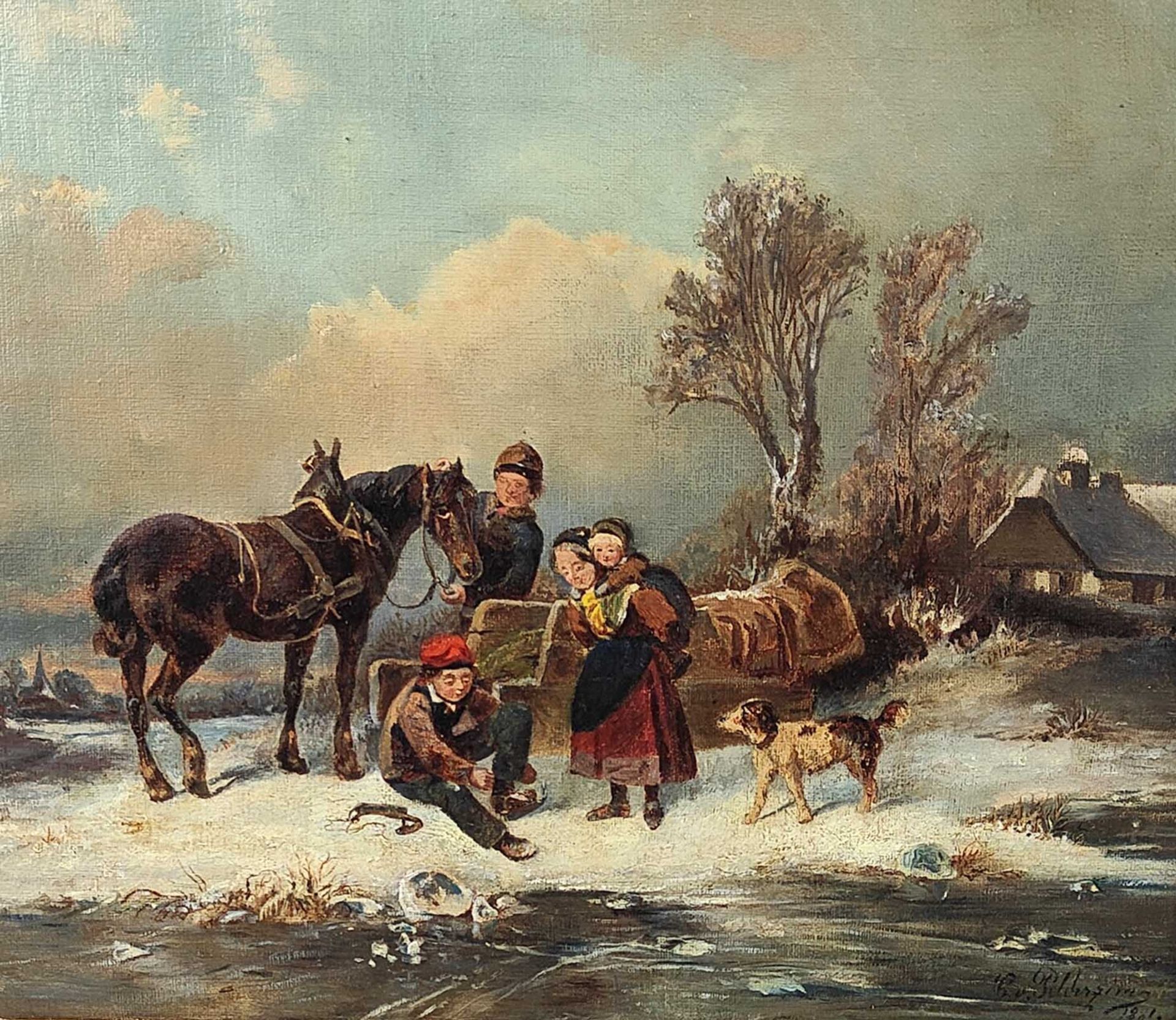 Eisvergnügen - signiert 1881 - Image 2 of 4
