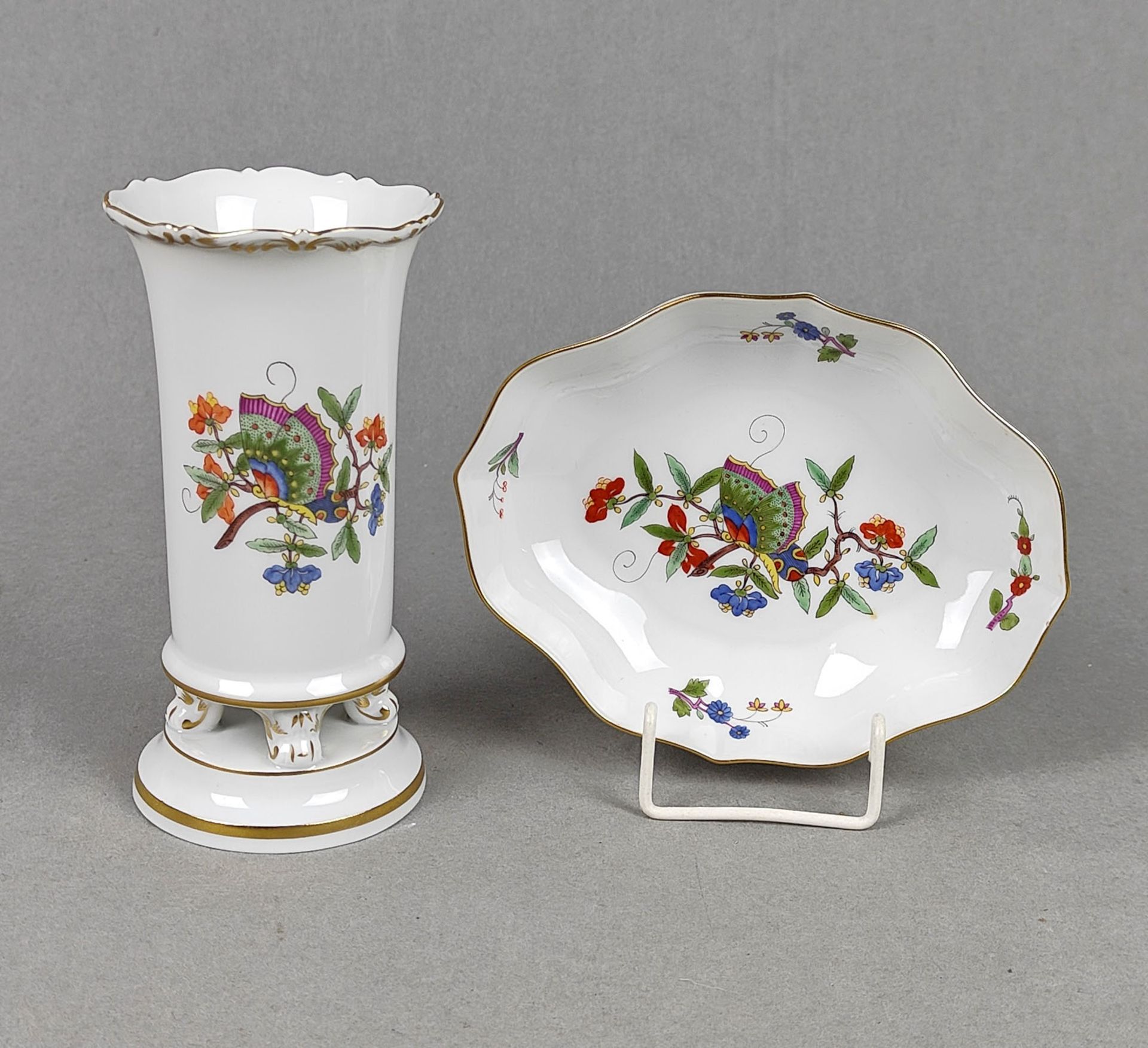 Meissen Vase und Schale *Chinesischer Schmetterling*