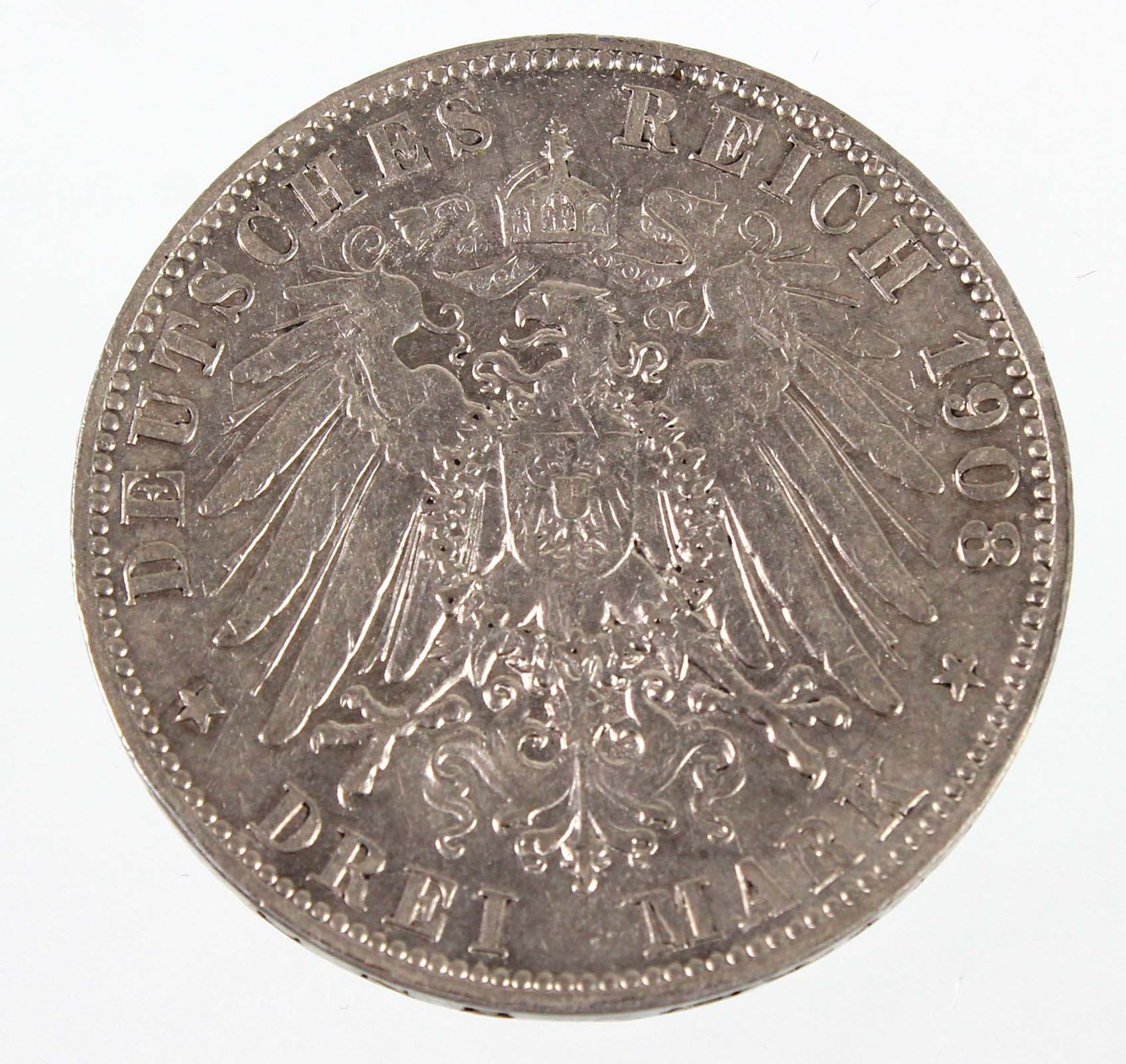 3 Mark Friedrich August von Sachsen 1908 E - Image 2 of 2