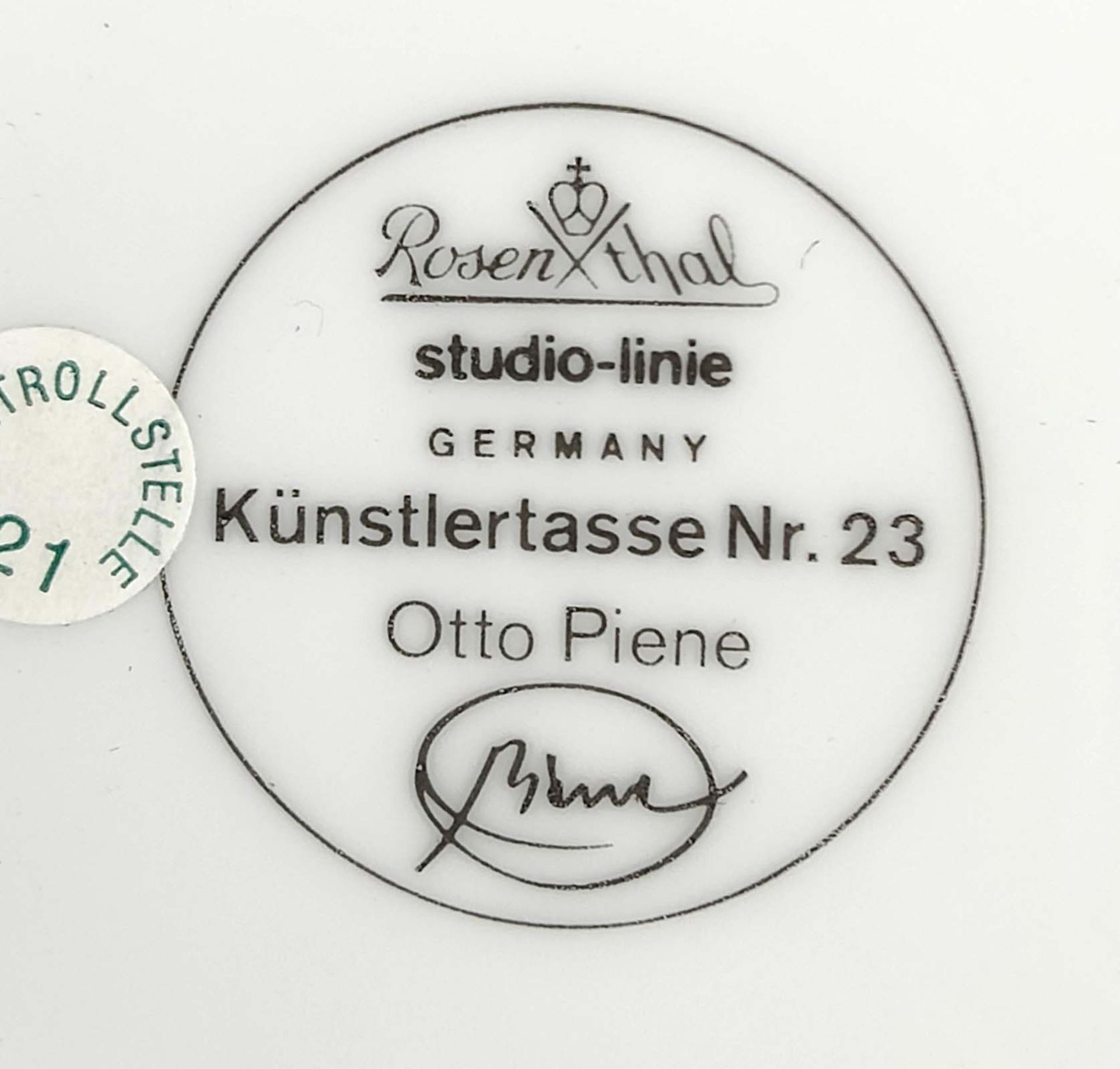 Rosenthal Künstlertasse Otto Piene - Bild 2 aus 2