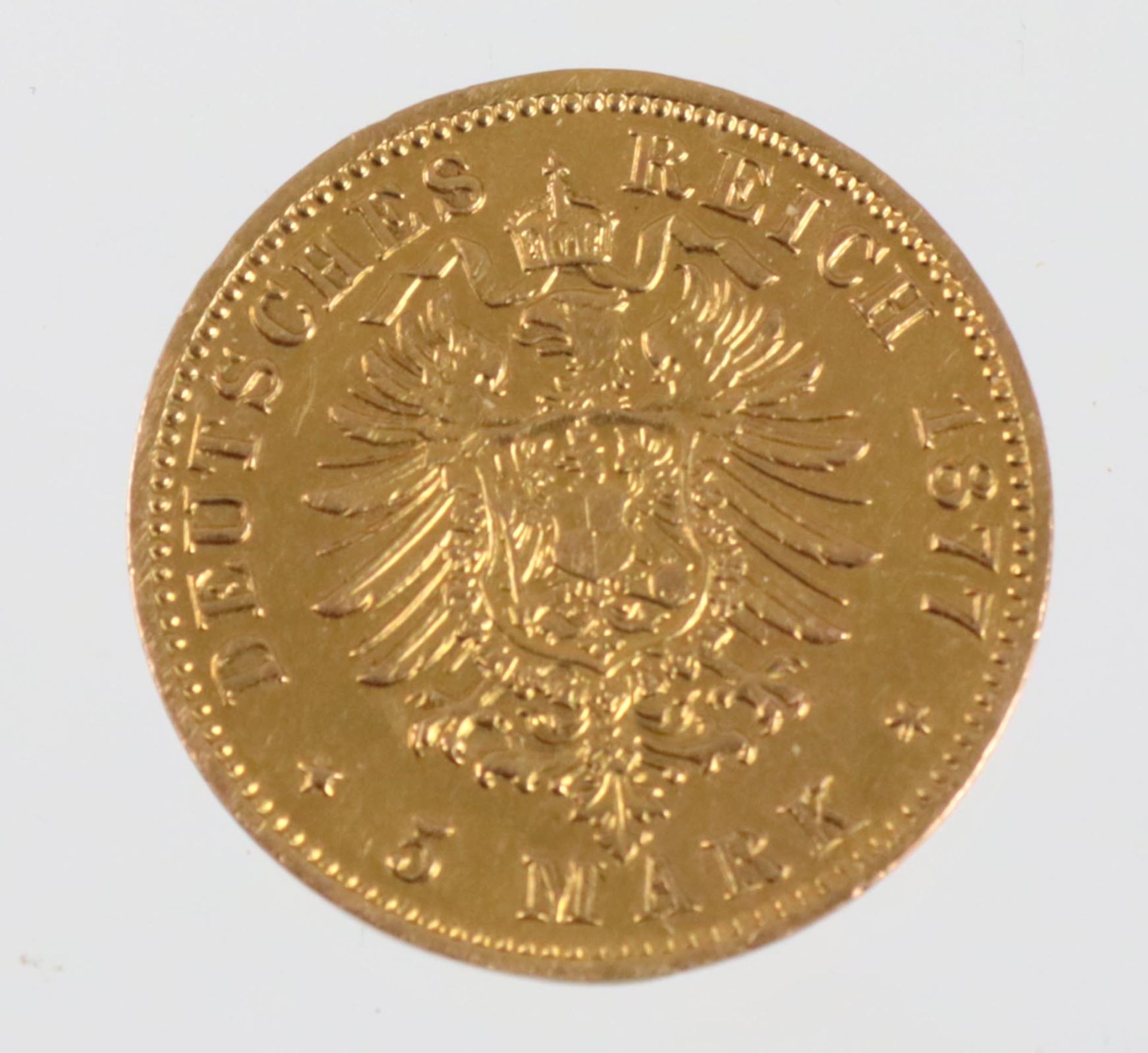 Gold - 5 Mark Ludwig IV Hessen 1877 H - Bild 2 aus 2