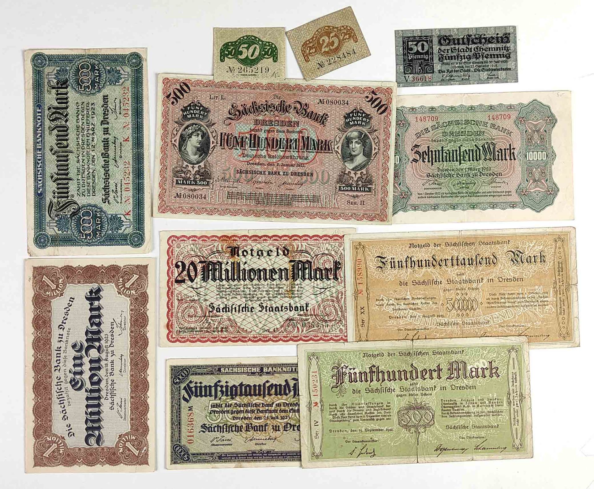 Banknoten Sächsische Bank Dresden/Chemnitz