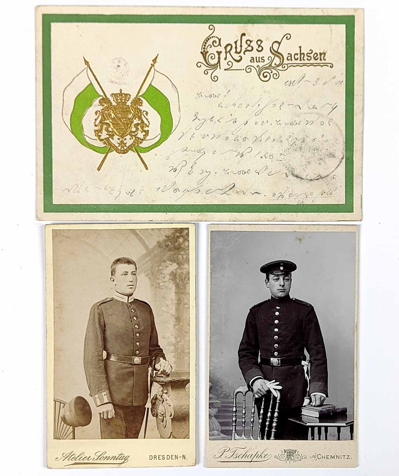 Sachsen, Soldaten Karte 1901 u.a.