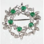 Smaragd Diamant Brosche - WG 750