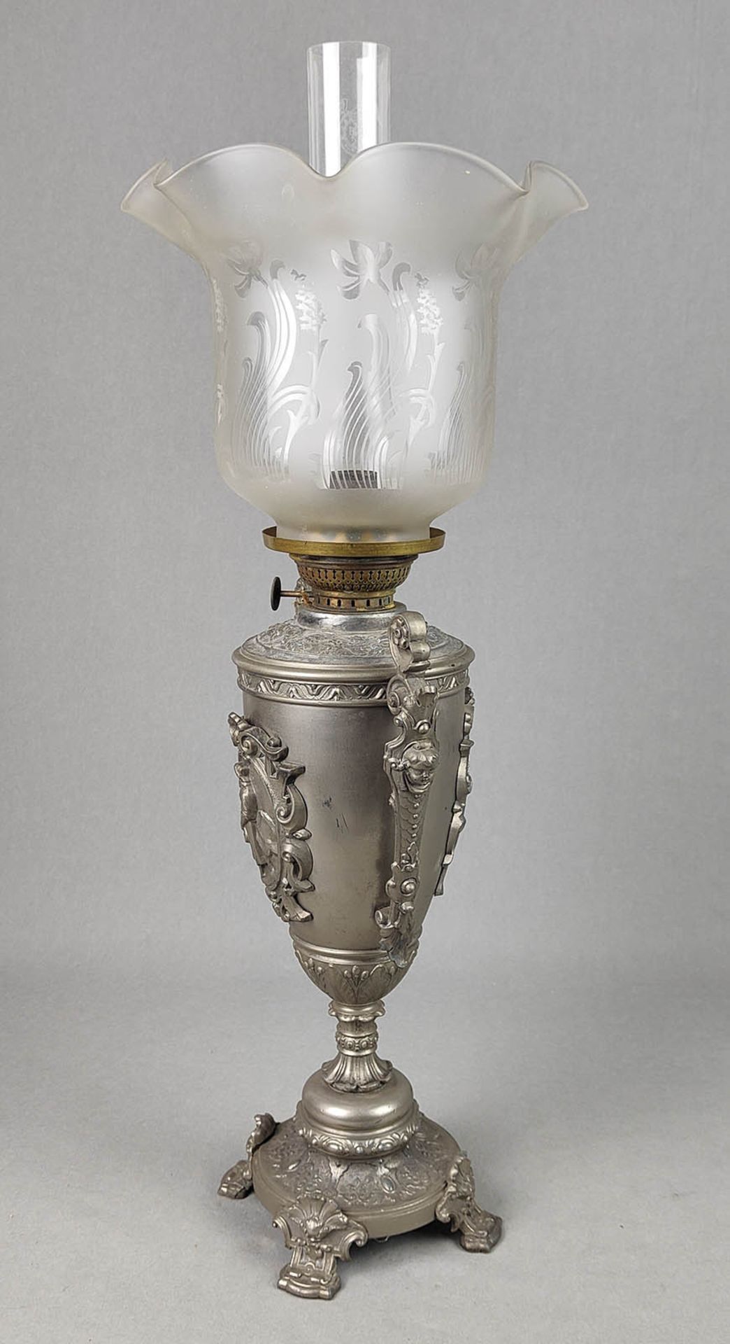 Zinn Petroleumlampe um 1890 - Bild 3 aus 5