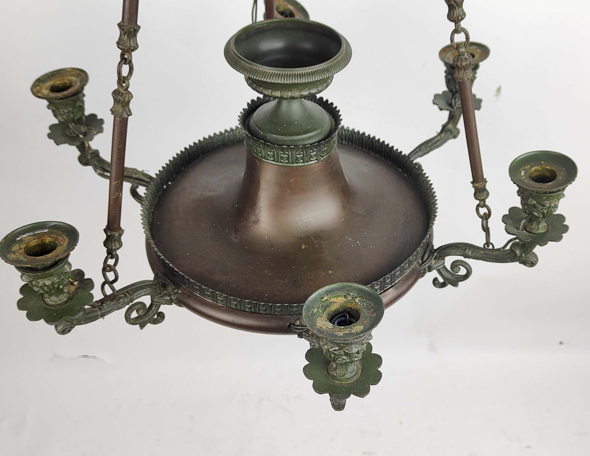 Bronze Deckenlampe um 1840/60 - Bild 4 aus 4