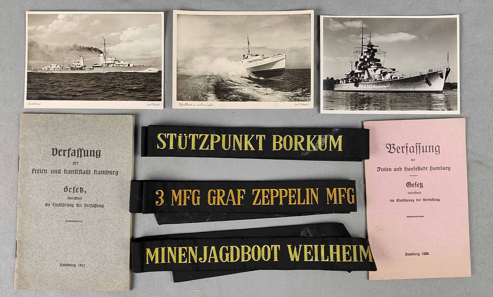 3 Marine Mützenbänder u.a