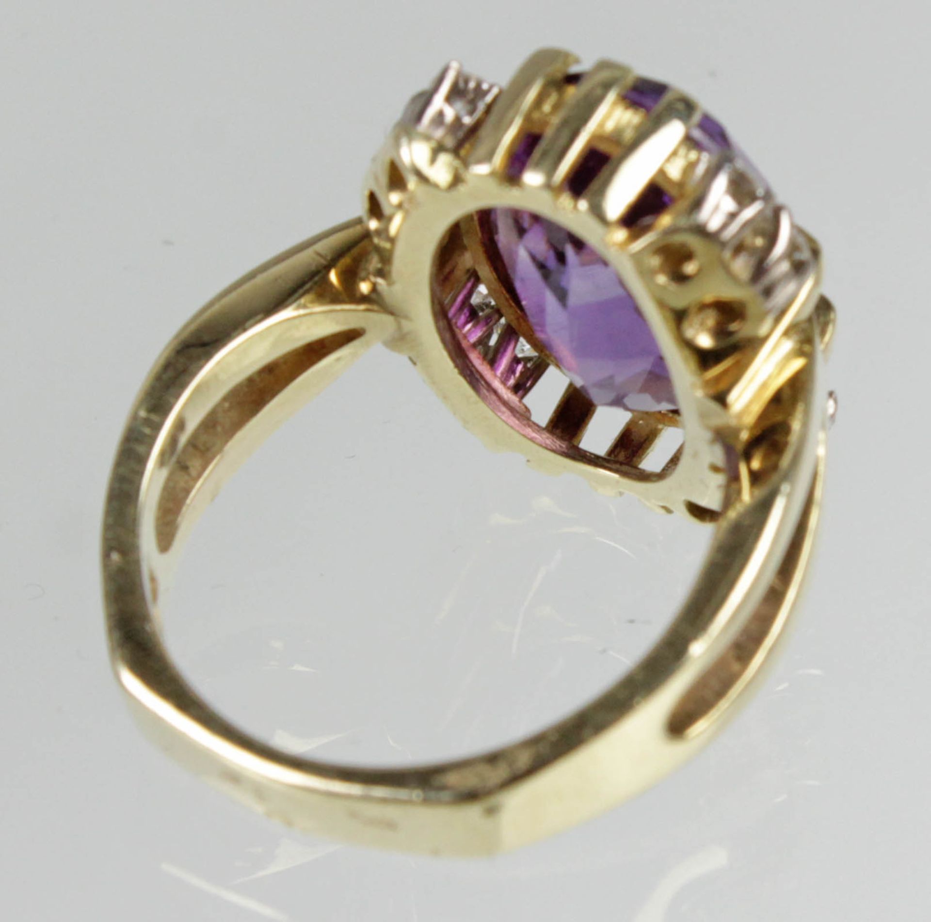 Amethyst Brillant Ring - GG 585 - Bild 3 aus 4