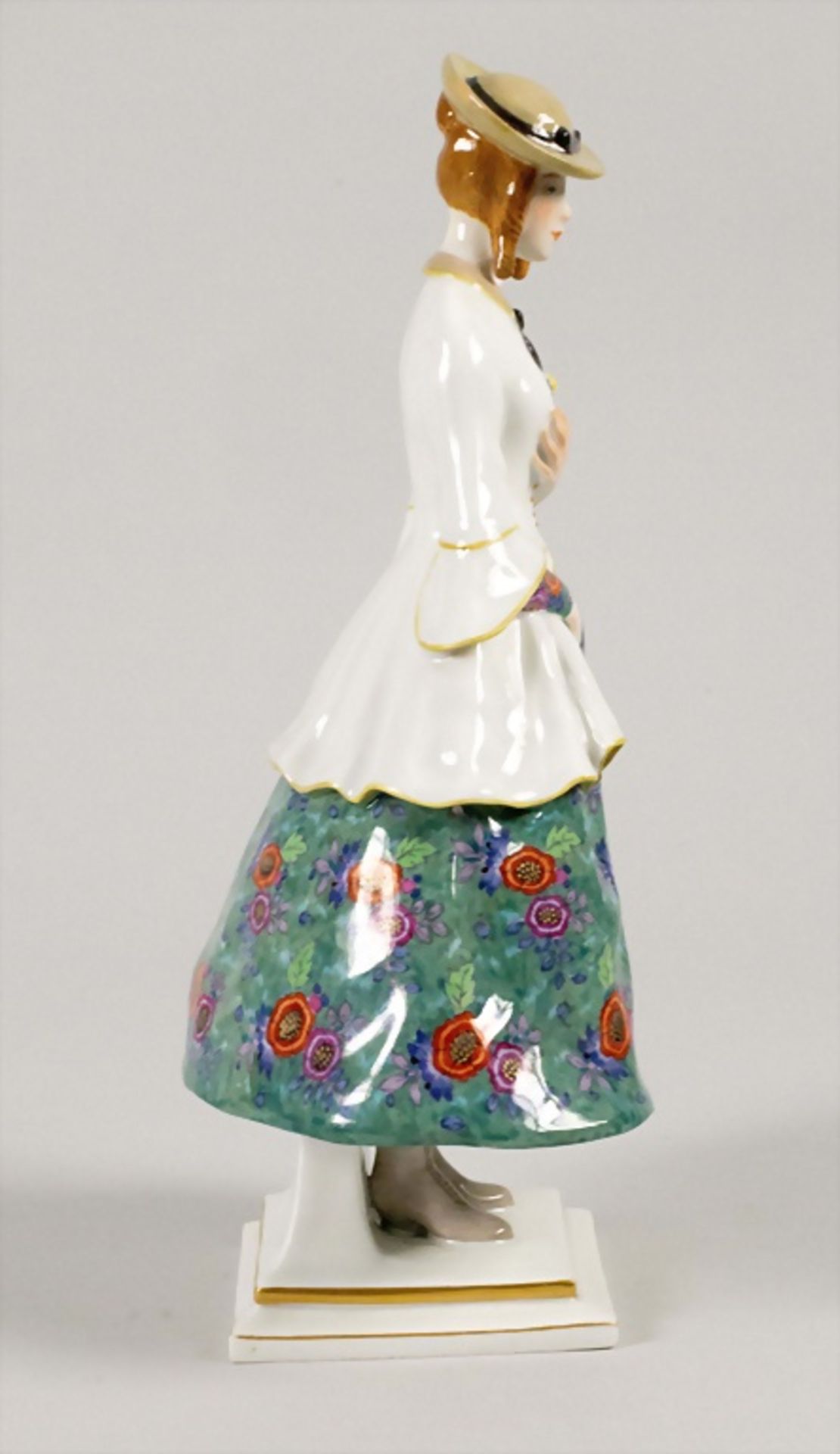 Jugendstil Figur 'Mädchen mit Rose' / An Art Nouveau figurine 'Girl with a rose'', Richard ... - Image 3 of 10