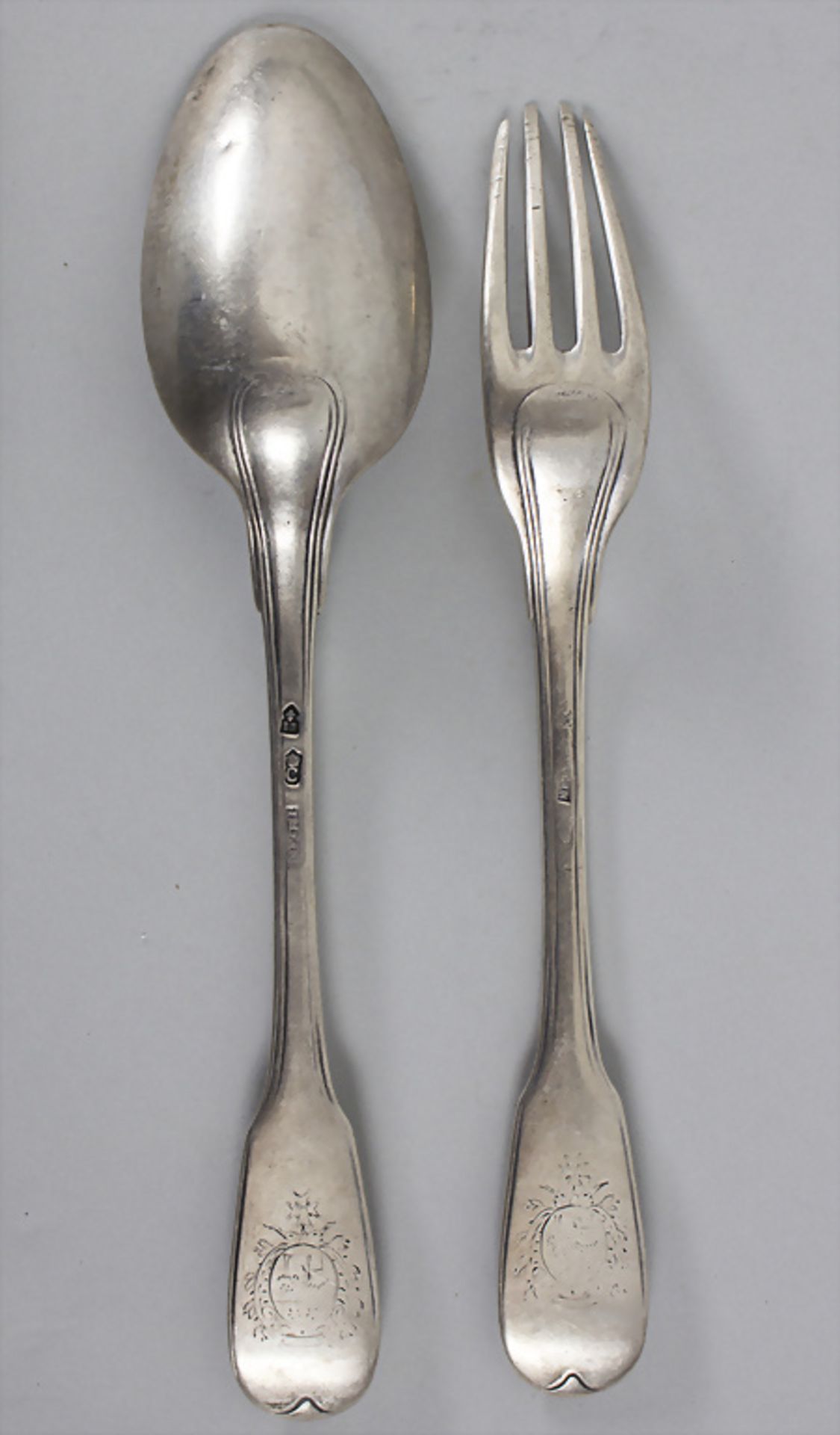 25 tlg. Silberbesteck / 25 pieces of silver cutlery, Imlin, Straßburg / Strasbourg, 1778 - Bild 3 aus 6