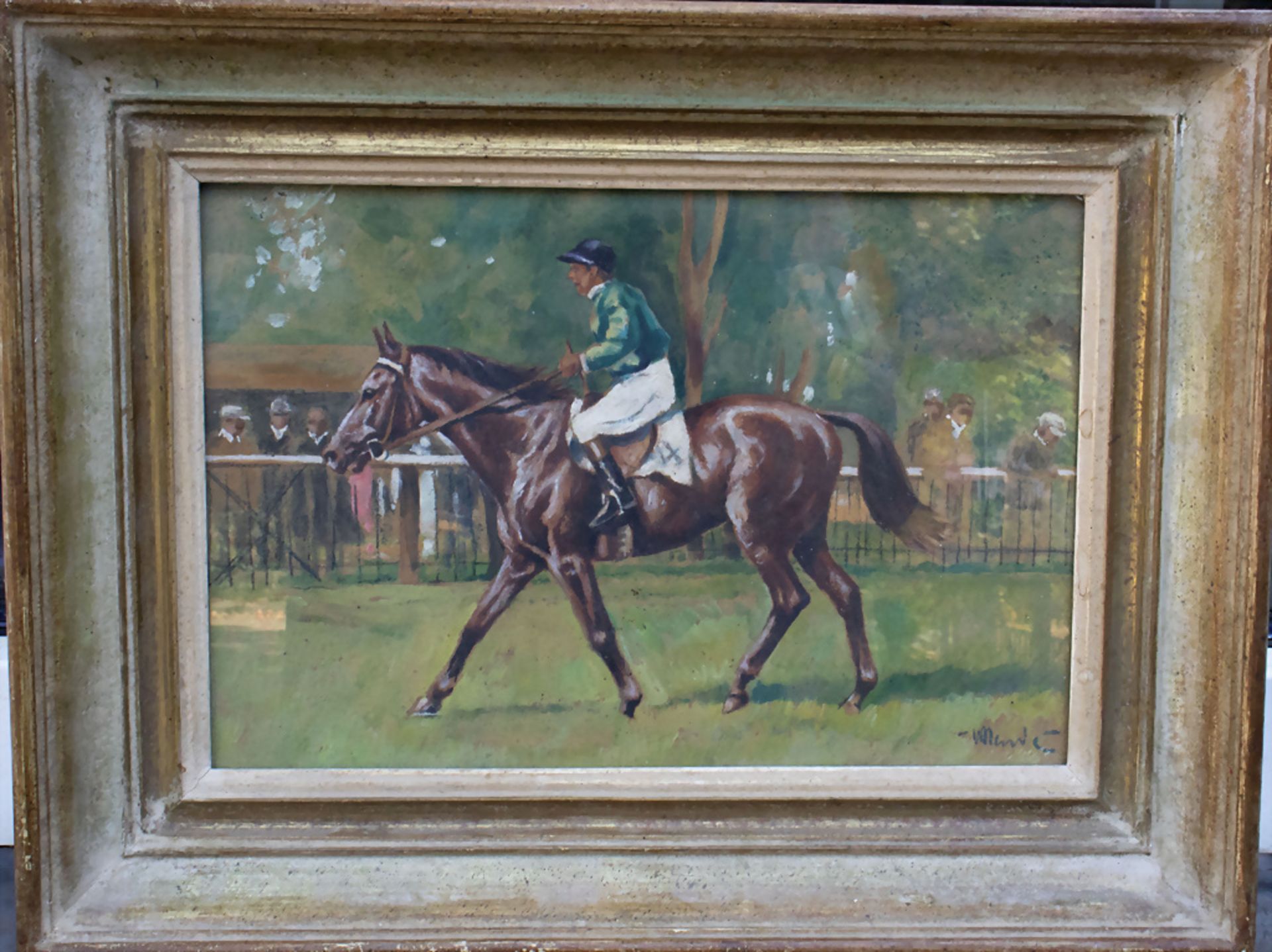Künstler des 20. Jh., 'Jockey Reiter mit Pferd' / 'A jockey with horse' - Bild 2 aus 9