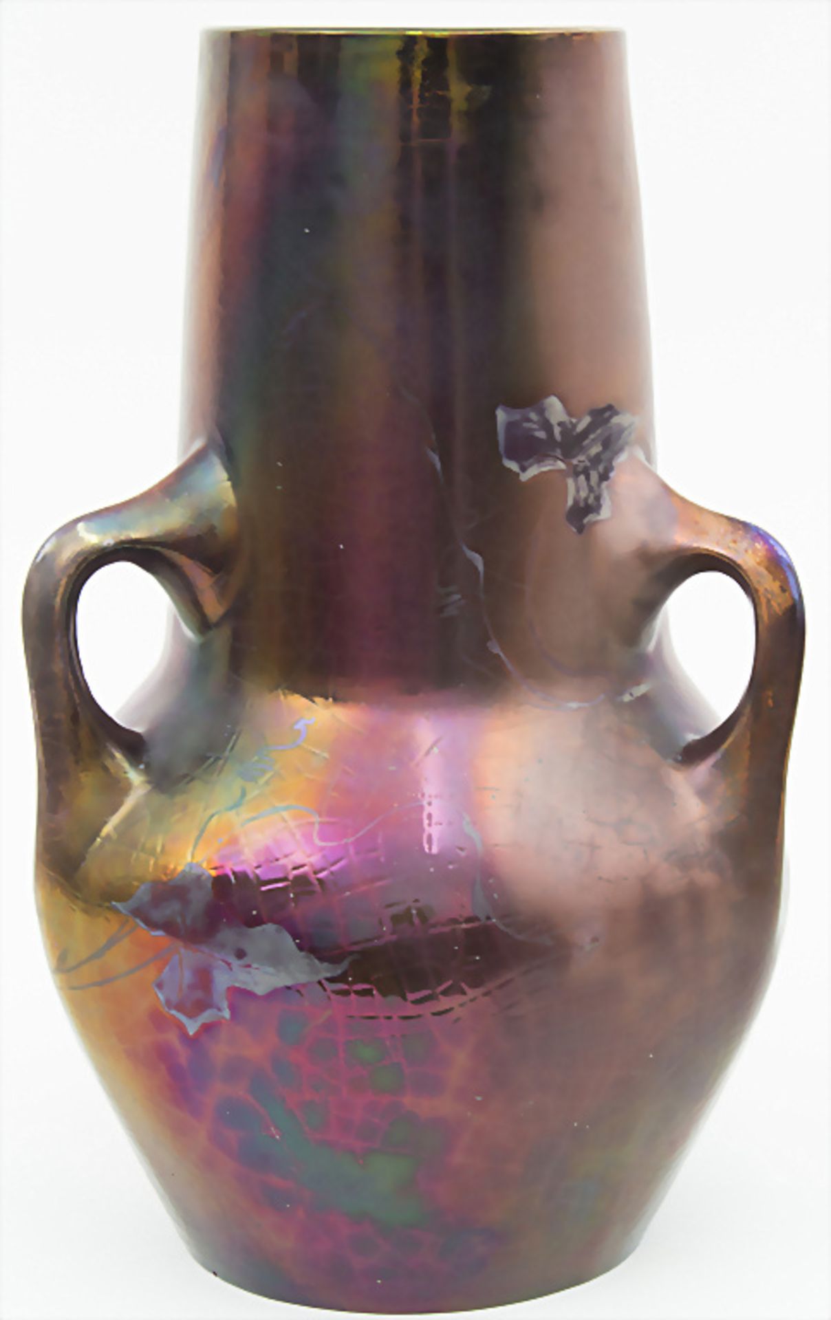 Große Jugendstil Dreihenkelvase / An Art Nouveau vase with 3 handles, Jean Barol, Montieres, ... - Bild 3 aus 5