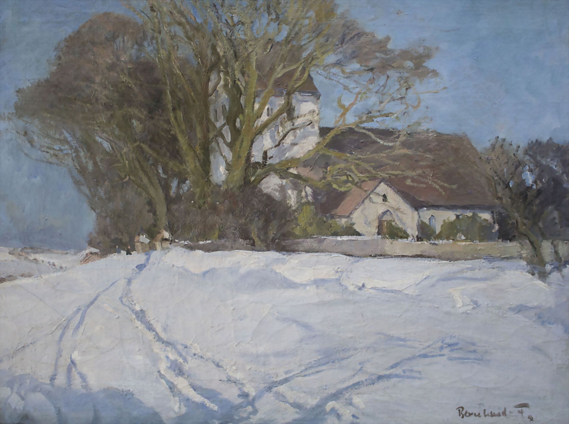 Aage BERNHARD-FREDERIKSEN (1883-1963), 'Schneelandschaft mit Kirche' / 'Snowy landscape with ...