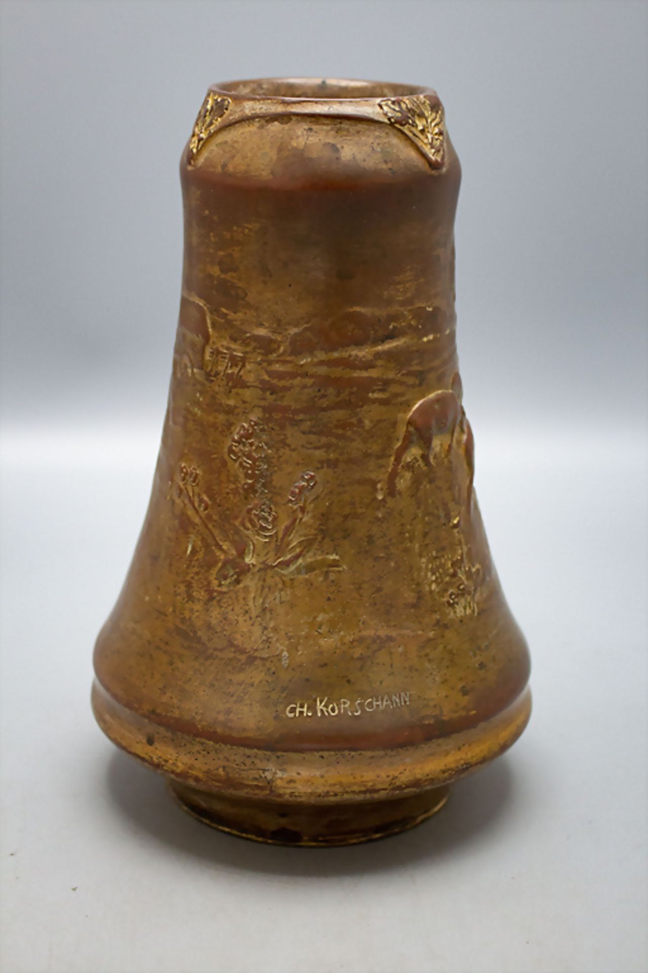 Charles KORSCHANN (1872-1942), Jugendstil Bronze Vase / An Art Nouveau bronze vase, um 1900 - Image 3 of 5