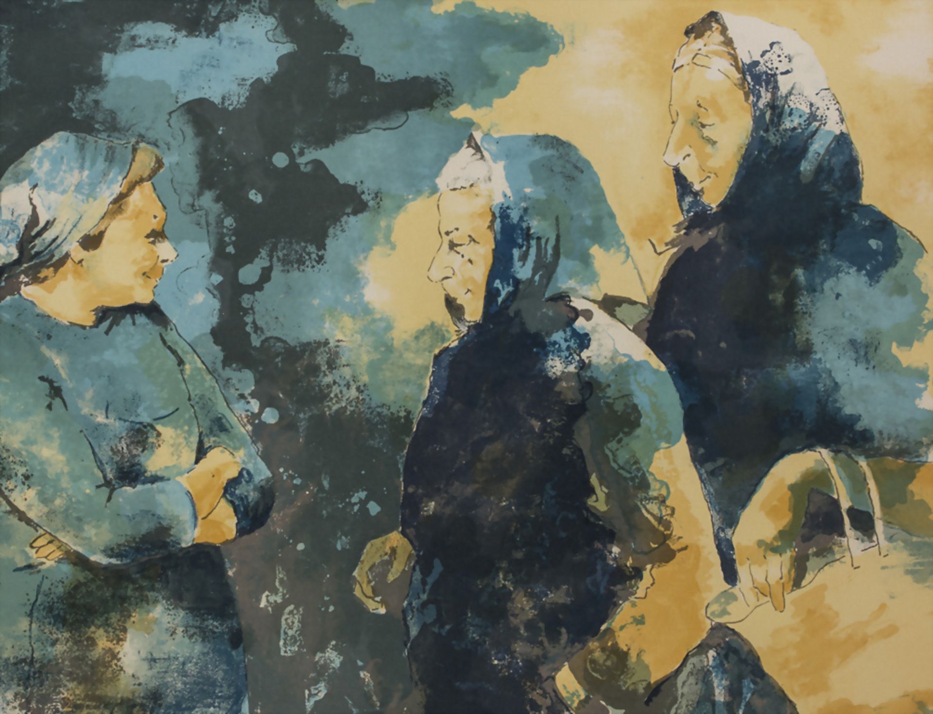 Victor Vico (1915-1998), 'Drei Damen mit Kopftuch' / 'Three women with shawls', 20. Jh. - Bild 4 aus 6