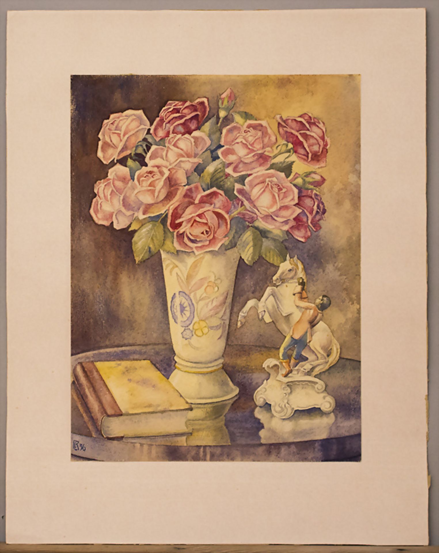 Monogrammist R.E., zwei Blumenstillleben / Two floral stilllifes, 1936 und 1943 - Bild 3 aus 3