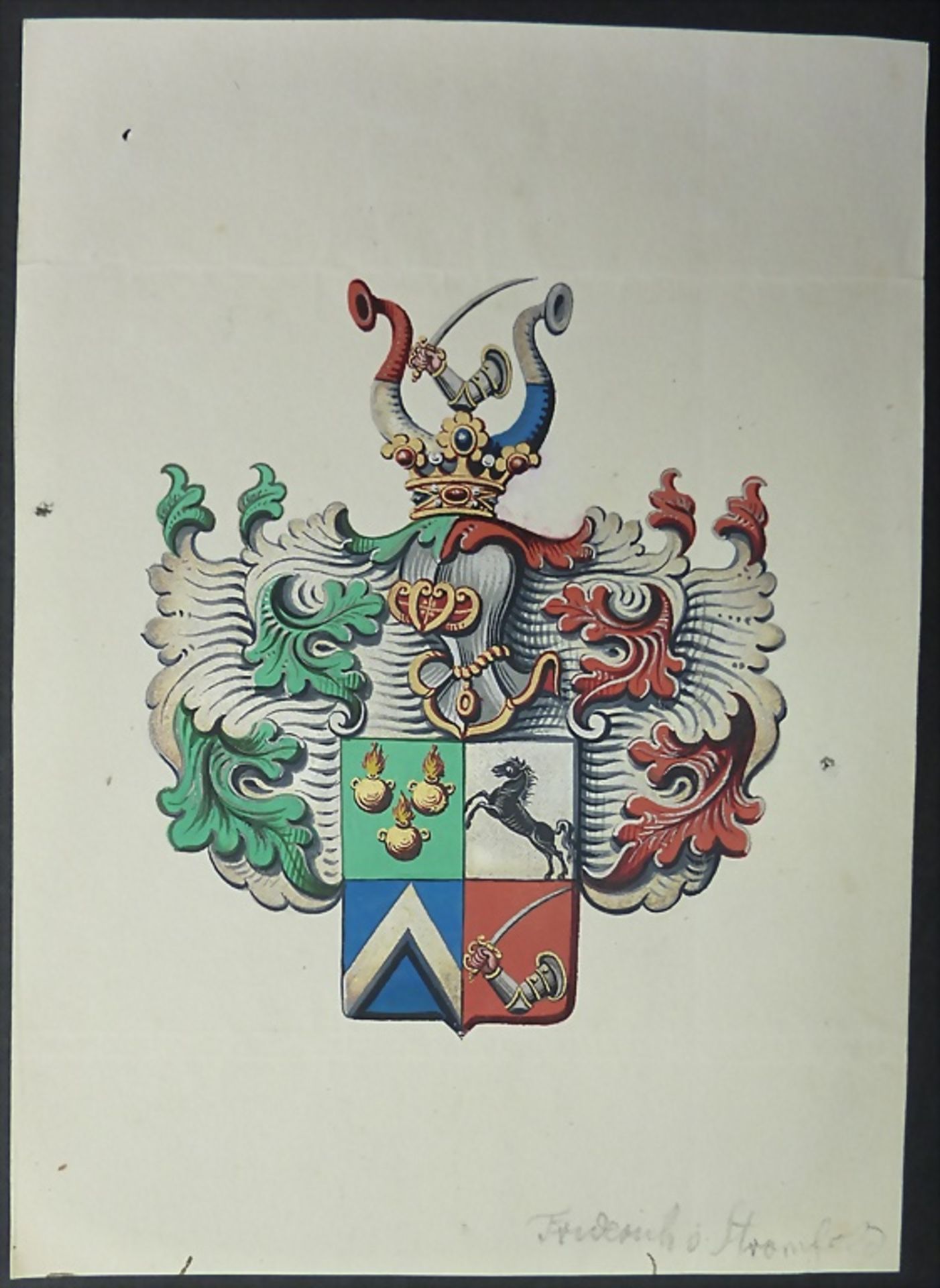 Vier kolorierte Wappen / Four colored coats of arms, deutsch, 17./18. Jh. - Image 5 of 5