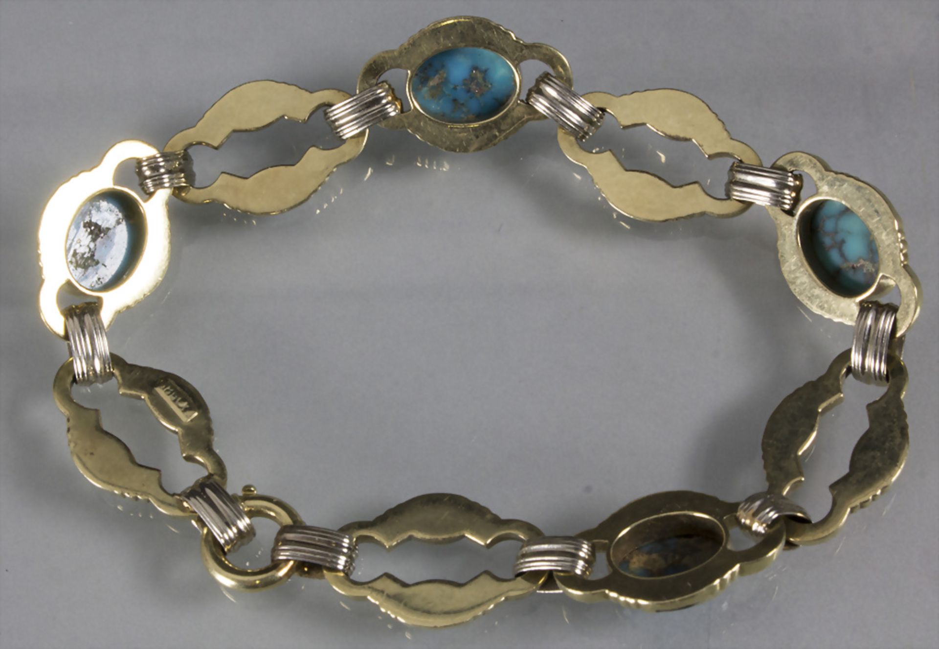 Armband mit Türkisen / A 14ct gold bracelet with turquoises - Image 4 of 4