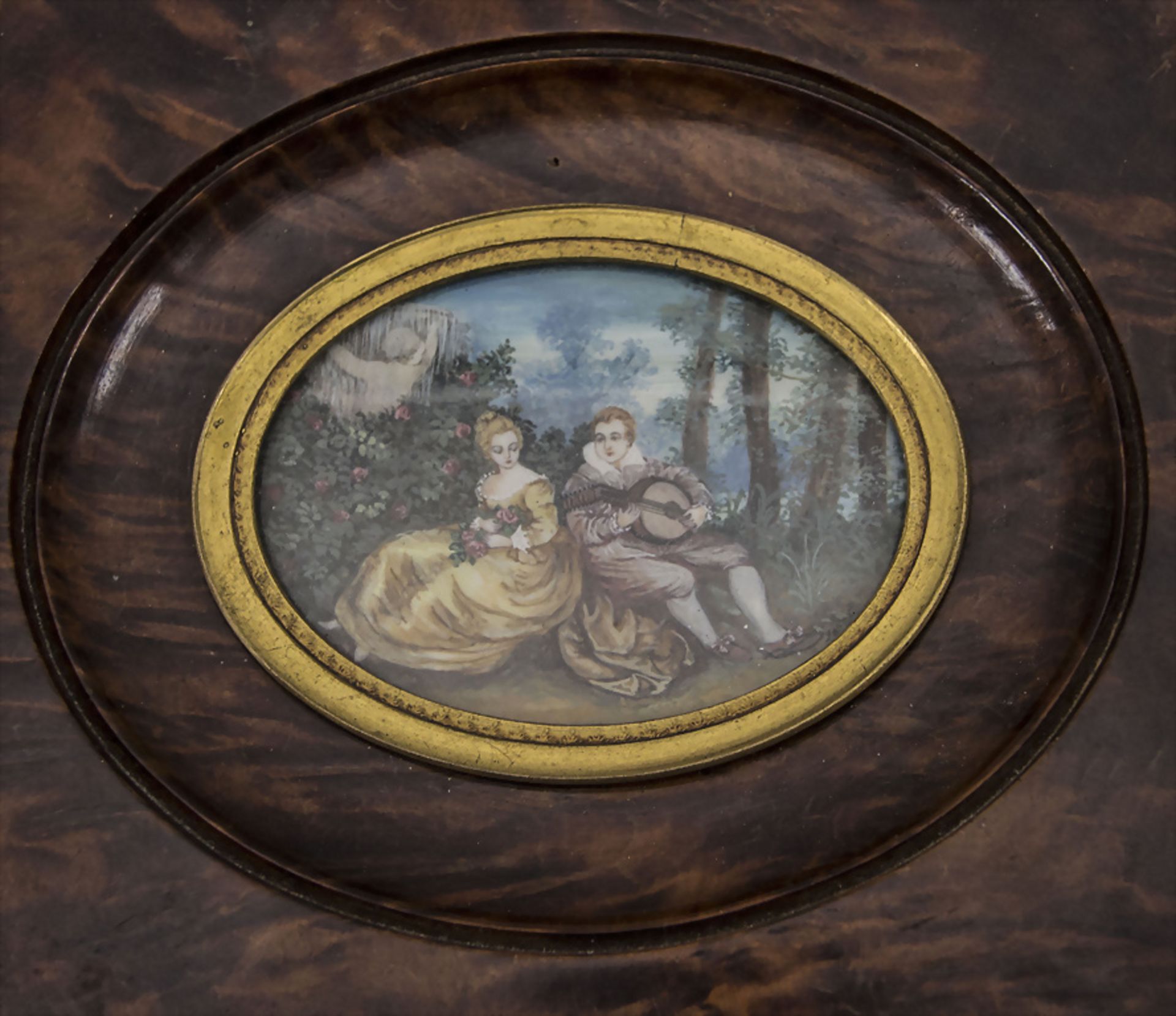 Miniatur 'Galante Szene' / A miniature with a Watteau scene, Frankreich, Ende 19. Jh.