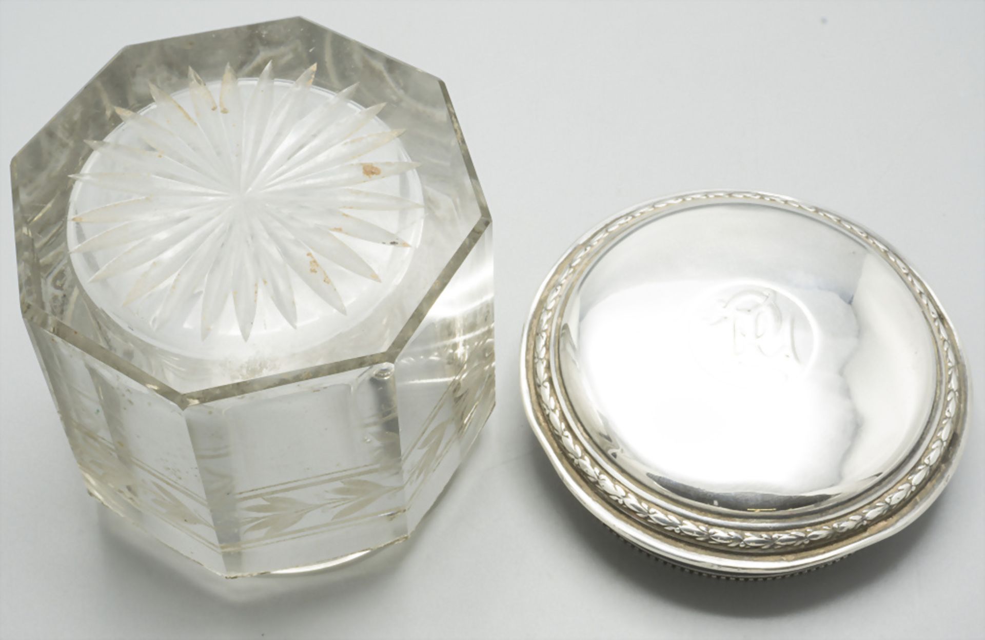 Glasdose mit Silberdeckel / A glass box with silver cover, Paris, um 1880 - Image 4 of 5