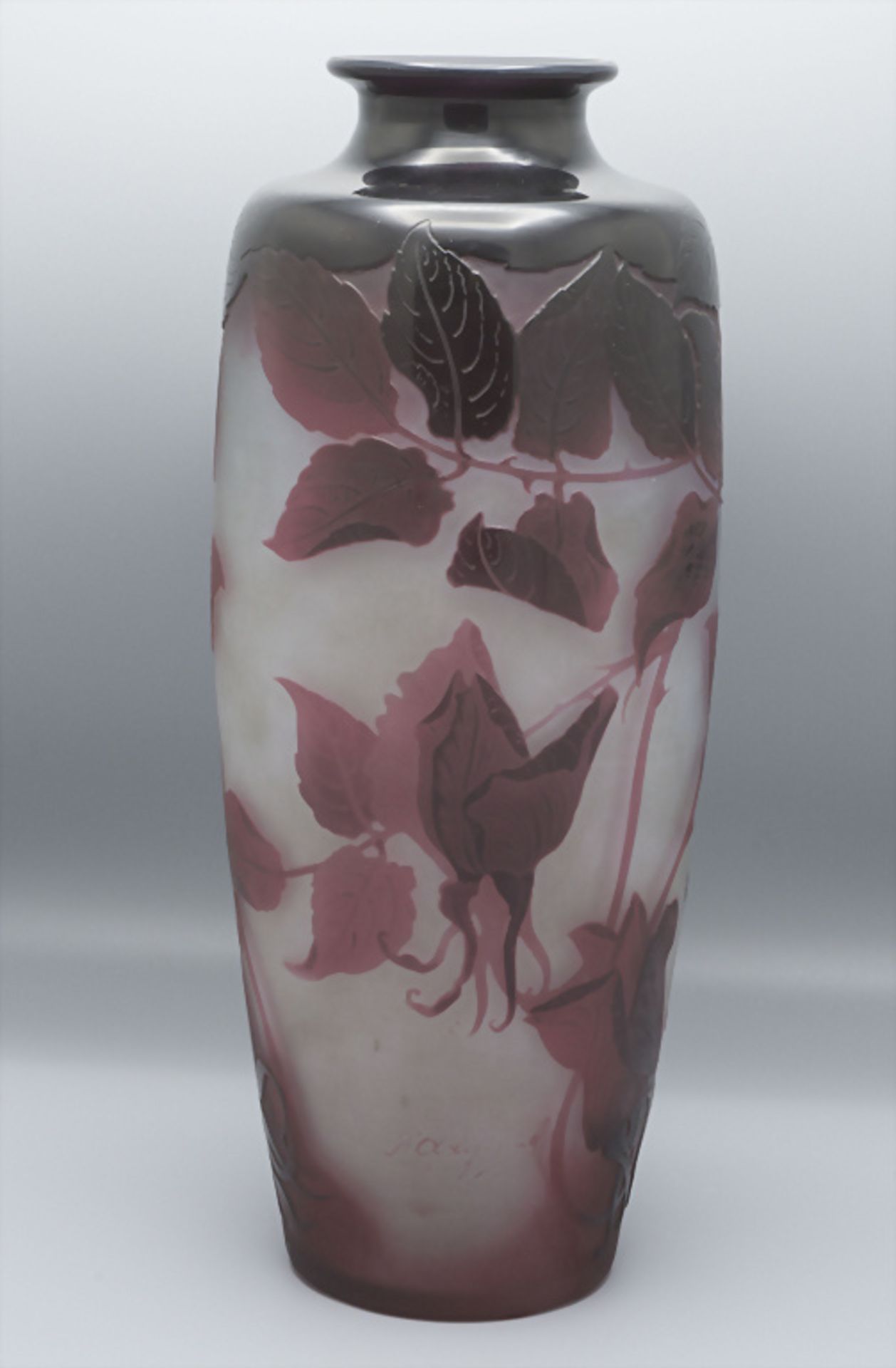 Jugendstil Vase mit Rosenzweigen / An Art Nouveau cameo glass vase with roses, Paul Nicolas, ... - Bild 3 aus 8