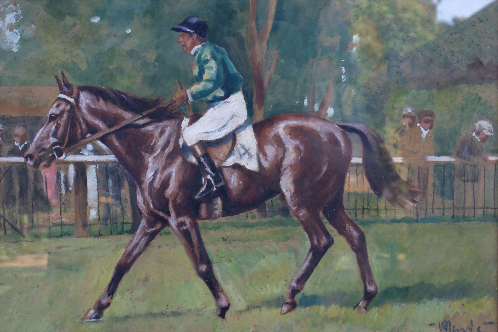 Künstler des 20. Jh., 'Jockey Reiter mit Pferd' / 'A jockey with horse' - Bild 4 aus 9