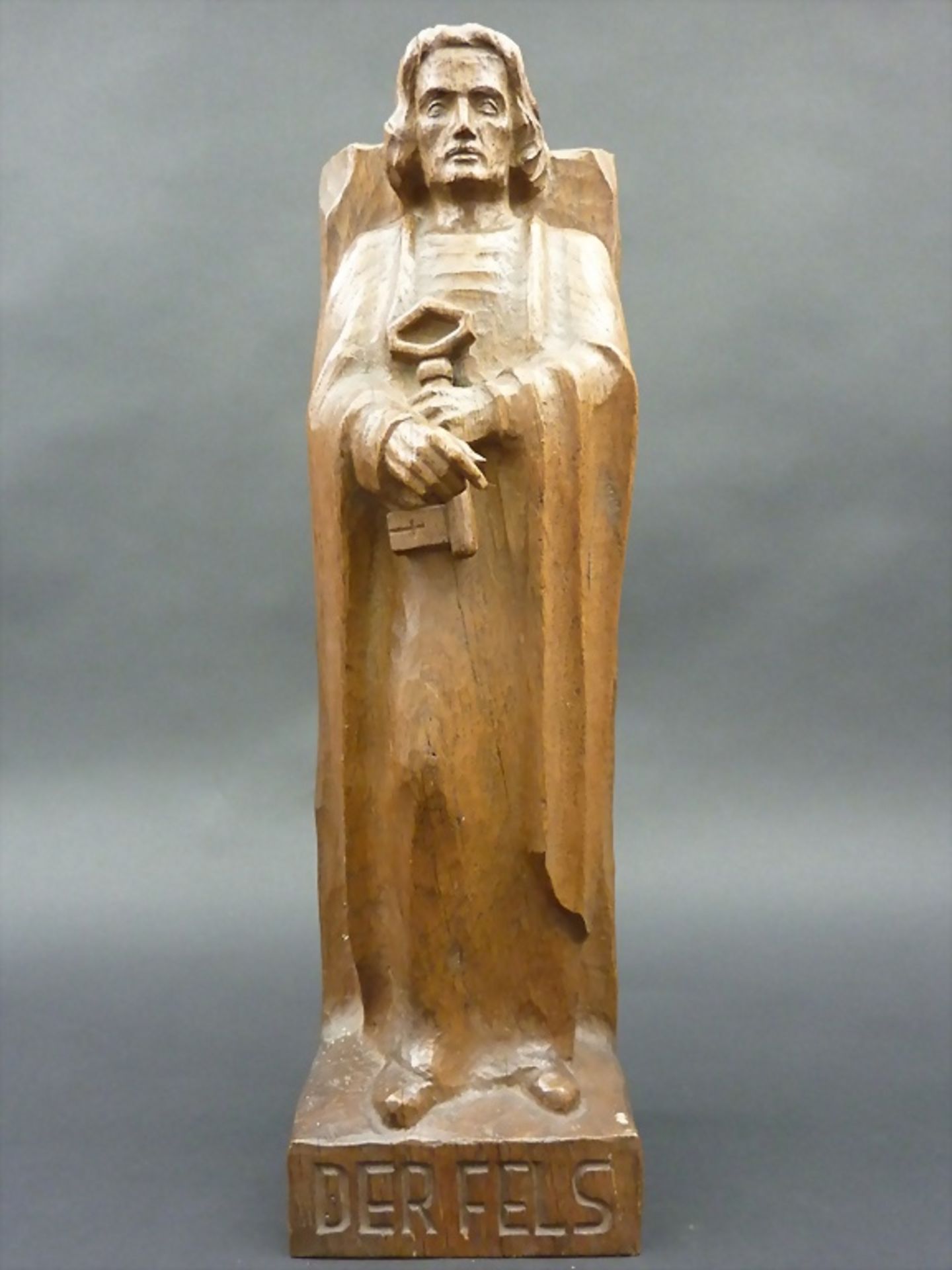 Holz-Skulptur 'Heiliger Apostel Petrus - Der Fels' / Wooden sculpture 'Holy Apostle Peter - ... - Image 2 of 12