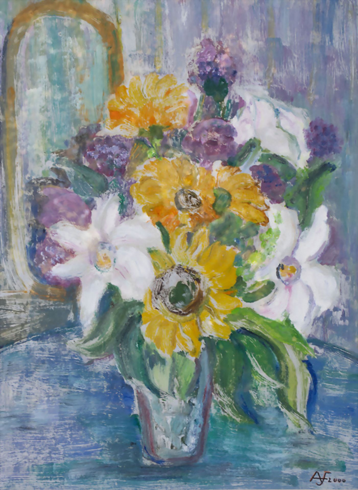 Aribert FROSCH (*1932), 'Blumenstrauß mit weißen Lilien' / 'A bouquet of white lilies', 2000