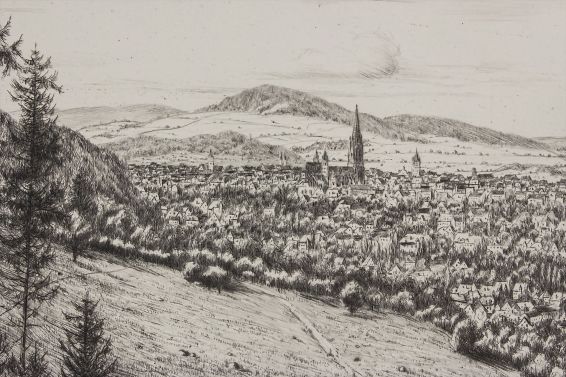 Ferdinand Dörr (1880-1968), 'Blick auf Freiburg' / 'A view on Freiburg' - Image 4 of 4