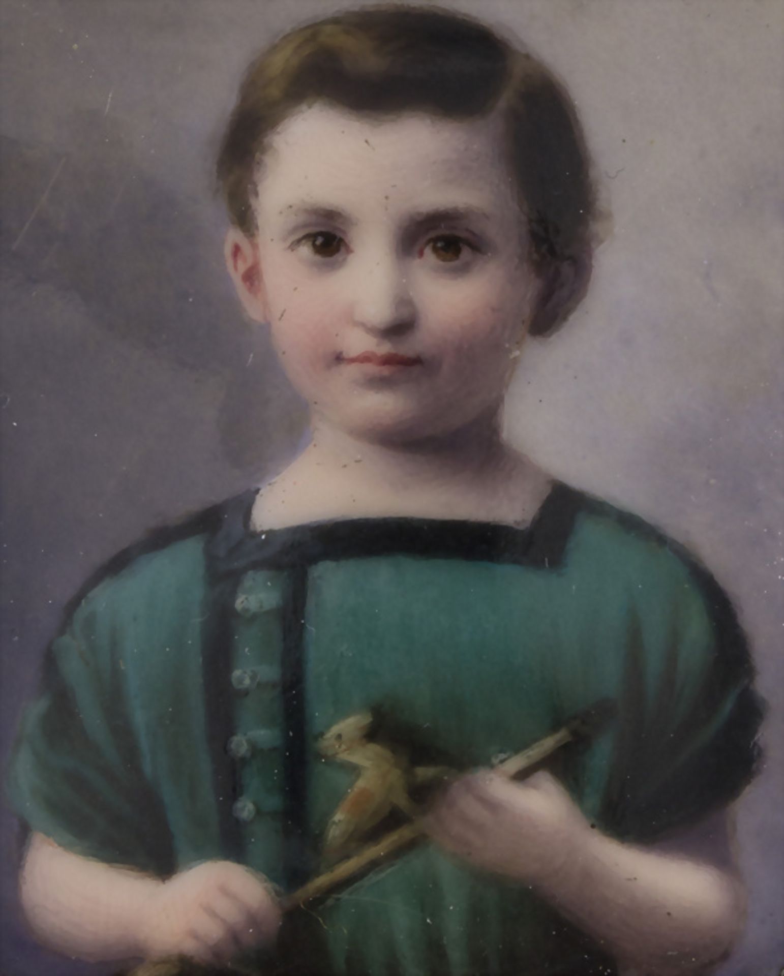 Miniatur 'Mädchen mit Holzpferd' / A miniature portrait 'girl with a wooden horse', Anfang 19. Jh. - Bild 2 aus 4