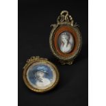 Zwei Rokoko Miniatur Damenporträts / Two Rococo miniature portraits of two ladies, 18. Jh.