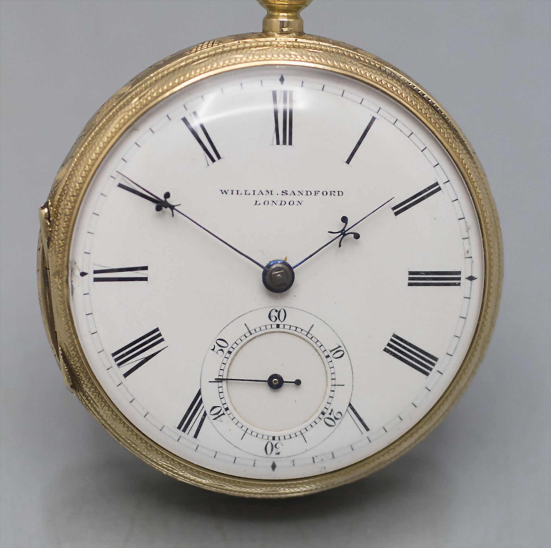 Offene Taschenuhr / An 18 ct gold pocket watch, William Sandford, London, 19. Jh. - Bild 2 aus 14