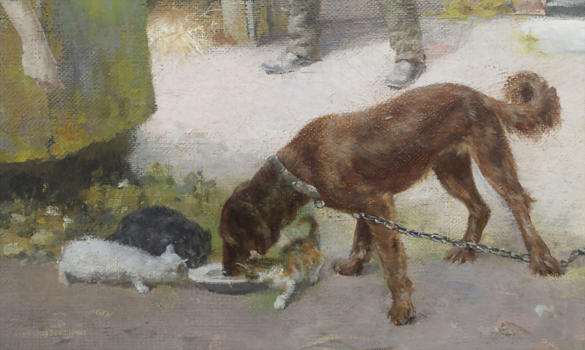 H. Otto Rüger (19./20. Jh.), 'Fütterung von Katzen und Hund' / 'The feed of cats and a dog' - Image 4 of 5