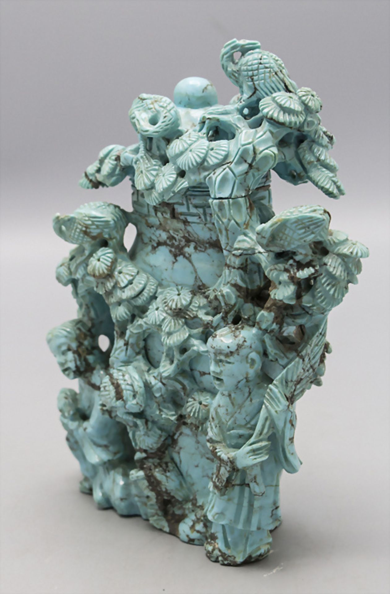 Türkis-Deckelvase / A turquoise lidded vase, China, späte Qing-Dynastie (1644-1911) - Bild 2 aus 7