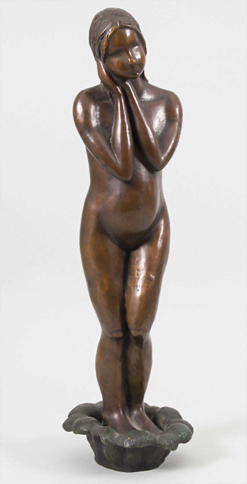 Monogrammist, 'Stehender Mädchenakt' / A bronze sculpture of a nude girl, Frankreich, nach 1979