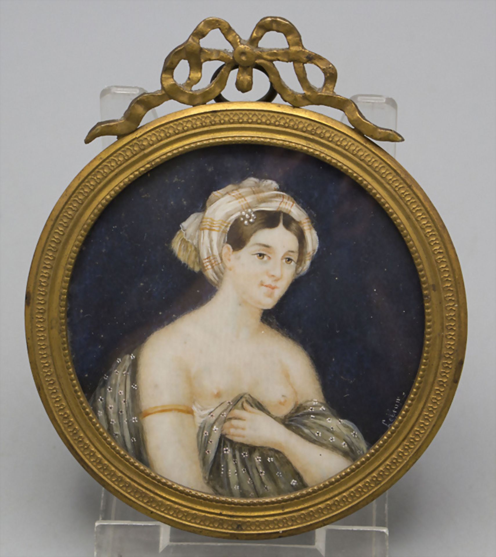 Erotisches Miniatur Porträt einer jungen Frau / An erotic miniature portrait of a young lady, ...