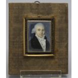 Rechteckiges Miniatur-Porträt eines Herrn im 18 kt Goldrahmen / A rectangular miniature ...